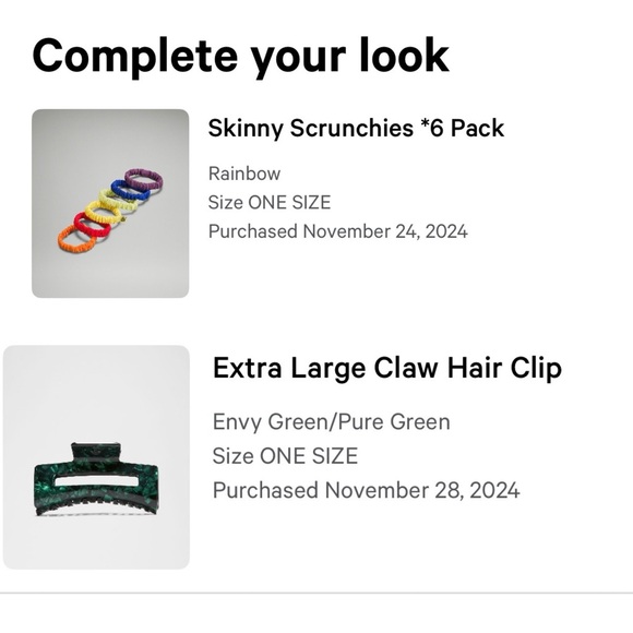 HP 💛 Lululemon Skinny Scrunchies + Extra Large Clip Hair Accessories Bundle - Picture 7 of 8
